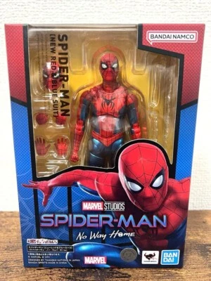 Figura de acción Bandai Spider-Man S.H.Figuarts nuevo traje rojo y azul No Way Home JP Foto 1 de 4