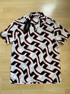 J. Lindeberg Camicia Uomo Resort GMST08976 A038 Bridge Wave Bianco Medio NUOVA CON ETICHETTE - Foto 1 di 6