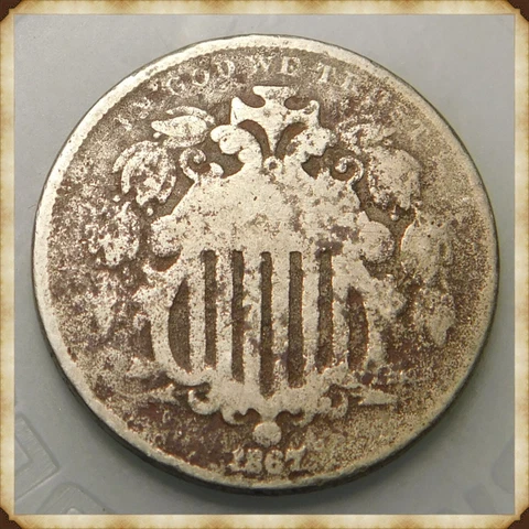 1867 Shield Nickel  "Actual Coin Pictured" Cover