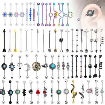 1x 14G промышленные леса штанга хирургическая сталь ушной хрящ спираль пирсинг - Изображение 1 из 4
