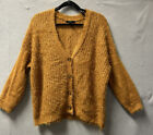 Womens Oversized Cardigan Sweater Gold Tumeric Color Mohair Type Size Small