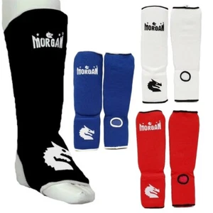 Morgan Sports - Shin & Instep Guard (Pair) - MMA Kick Boxing Taekwondo Protector - Picture 1 of 27