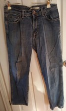 DKNY Blue Jeans 34x32 Natural Faded Distressed Holes 100% Cotton