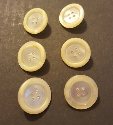 Ivory & Rhinestone Buttons - 5/8" diameter - High Quality - Set of 6 - Image 1 of 4