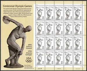 [OOS] US #3087 MNH M/S 1996 Centennial Atlanta Olympics Myron’s Discobolus [Pos - Picture 1 of 1