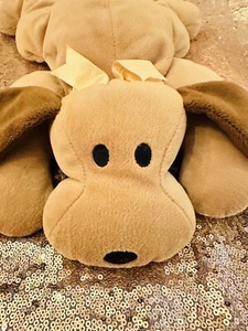 Ty Plush Dog Pillow Pals Plush 14”Animal Brown Floppy Lovey Satin Bow Soft P4 - Picture 1 of 7