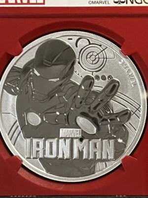 NGC Appraisal MS70 2018 Tuvalu 1 $ Marvel Iron Man 1 oz moneda de plata prime... - Imagen 1 de 4