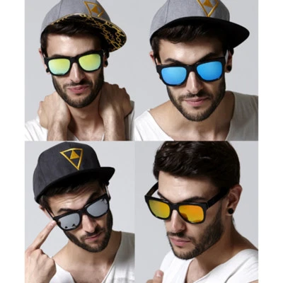 Classico Quadrato Specchio Lenti Unisex Vintage Retrò Sfumatura Occhiali da Sole - Immagine 1 di 3