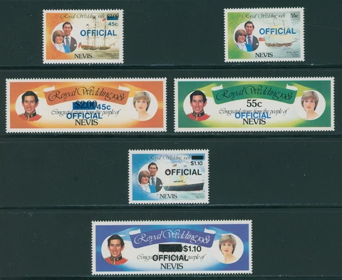 Nevis Scott #O23-O28 MNH Prince Charles Lady Diana Wedding CV$3+ 396288 Cover