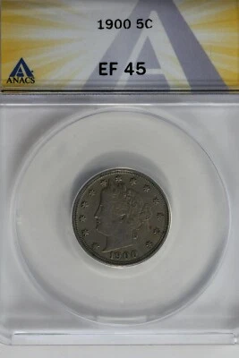 1900  .05  ANACS  EF 45  Liberty Nickel, V Nickel, 5 Cent Piece - Image 1 of 2