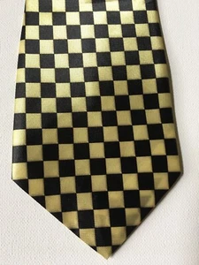 Ancell 9000 Necktie Tie Gold Black Checks NEW - Picture 1 of 5