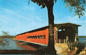 Postal Puente Cubierto que Cruza el Río San José Norte de Centerville MI - Imagen 1 de 2