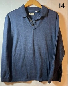 Polo Haggar uomo L blu con colletto manica lunga motivo geometrico maglia - Foto 1 di 6