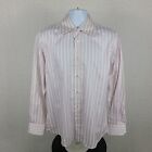 Hugo Boss Shirt Mens 16/41 Purple White Striped Cotton Dress Button Up