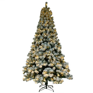 6FT Pre-lit Christmas Tree Snow Flocked Xmas Decor with 550 LED Light 8 Modes - Picture 1 of 13