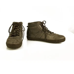 Moncler Men's Gray Distressed Leather High Top Sneakers Booties size 44 Shoes - Picture 1 of 12