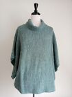Sage Cowl Neck Poncho Cape Jumper Made in Italy One Size