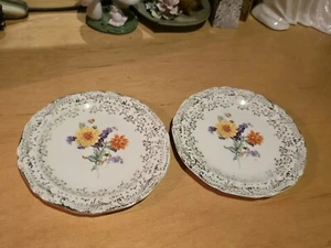 Antique 22 kt Gold Royal China Warranted Plates By Edwin M Knowles China Co USA - Picture 1 of 6
