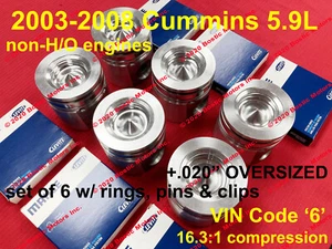 CUMMINS 5.9L PISTONS & rings (2003-2008) 224-3674 MAHLE +.020" (set of 6) - Picture 1 of 3