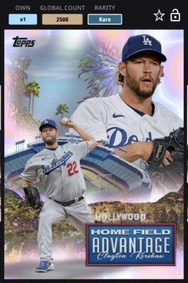CLAYTON KERSHAW Topps Bunt *DIGITAL* HOME FIELD ADVANTAGE 24 #HFA-2 DODGERS - Image 1 of 3