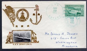 1952 Poststempel auf Doane Brief der USS Quincy - Bild 1 von 2