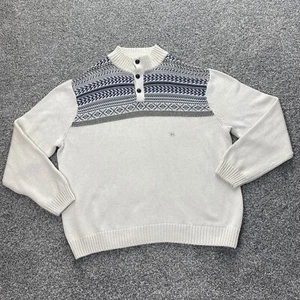 Ralph Lauren Chaps Sweater Mens XXL 2XL White Black Nordic Fair Isle Sweatshirt - Picture 1 of 12