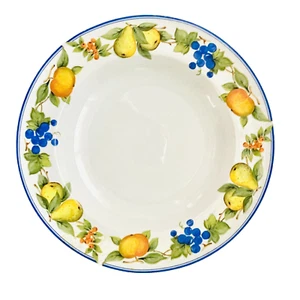 5 konkave Salatteller ITALIEN Saturnia Porzellan blau orange gelb grün FRÜCHTE - Bild 1 von 5