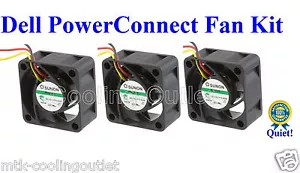 Quiet! Dell PowerConnect 6224 6224F Fan Kit, 3x New Fans, Plug-and-Play - Picture 1 of 6