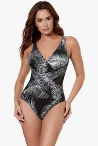 Nuovo con etichetta! Costume intero MIRACLESUIT nero bianco volo notturno incrociato taglia 14 - Foto 1 di 20