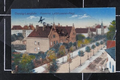 AK Danzig Langfuhr Gdansk Pommern 1923 Stadtpost 5 + 5 Pf.  Kaserne Leibhusaren - Bild 1 von 2