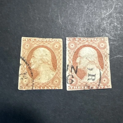 US Scott #10A y 11 3c Washington usado Foto 1 de 2