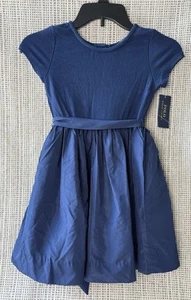 NWT Polo Ralph Lauren Youth Girls Size 6 Navy Blue Dress Button Up Ribbon Belt - Picture 1 of 16