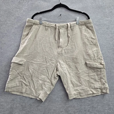 Old Navy Men Shorts 34 Brown Linen Rayon Cargo Button 9" Inseam Outdoor - Image 1 of 4