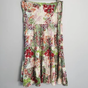 Maxi Falda Equipaje Floral Paisley Multicolor Boho En Niveles Algodón Columpio Grande Talla L - Imagen 1 de 11