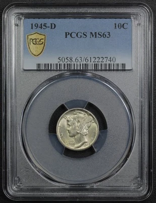 1945 D Mercury Silver Dime 10C PCGS MS 63 - Image 1 of 4