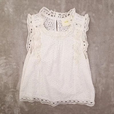 Top Maeve Anthropologie Tilly blanco sin mangas con ojales para mujer 4 boho chic Foto 1 de 4