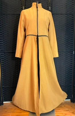 Long FLOOR LENGTH YELLOW WOOL COAT Plus XXL TALL 2XL Convertible Sweep Zip Up - Image 1 of 4