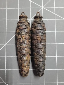 Pair of Vintage Cast Iron Pinecone Cuckoo Clock Weights 4 3/4", 275g Each #8 - Picture 1 of 7