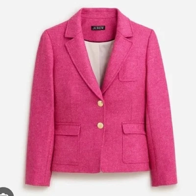 J. Crew Women's Blazer Pink Herringbone Schoolboy Wool BJ827 Sz 16 MSRP $228 NEW - Image 1 of 4