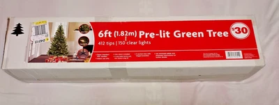 6 ft. artificial fir Christmas tree pre-lit clear lights by FDS, NEW IN BOX - Image 1 of 3
