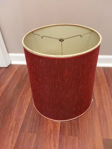 Vtg MCM Large Textured Fabric Drum Lamp Shade 15.25" Tall 14" Diameter - Picture 1 of 10