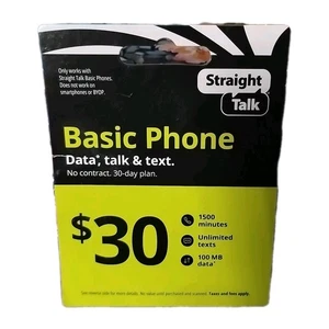 Carte téléphonique Straight Talk Basic 30 $ • PAS POUR SMARTPHONES • Neuve mais rayée - Photo 1 sur 4