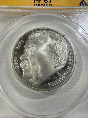 1975-J Germany 5 Marks Ebert Silver Proof Graded PR 67 Cameo by ANACS - Image 1 of 4