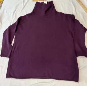 New Eileen Fisher Sweater Purple Small Tunic Turtleneck Cashmere Organic Cotton - Picture 1 of 12