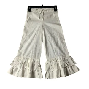 Pantalones de algodón con volantes blancos marfil Chatti Patti para niñas talla 10 Pettipants - Imagen 1 de 7