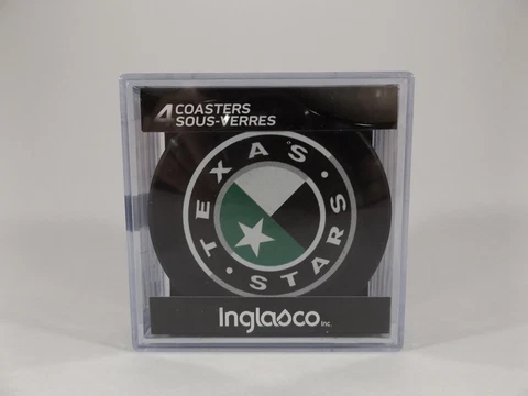 Texas Stars Hockey Puck AHL Minor League Inglasco Coaster Set of 4 New Sealed Cover