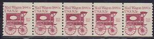 US 1981 MAIL WAGON 1503 COIL STRIP OF 5 P# 5