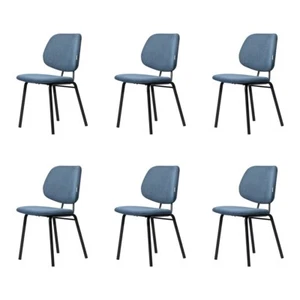 Dining Chiars Set of 6 Corduroy Padded Seat Kitchen Living Room Side Chiar Blue - Picture 1 of 8