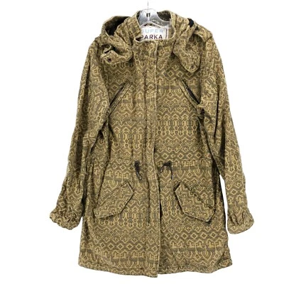 Super Parka MAISON SCOTCH Amarillo Pálido Gris Patrón Solapas Extraíbles Capucha Talla 4 Foto 1 de 4