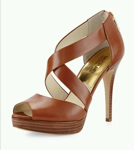 MICHAEL KORS Ariel braune Stiletto-Sandalen mit Peep Toe Plateau Größe 10 - Bild 1 von 7